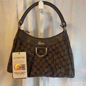 Gucci Original GG Canvas D-Ring Abbey Shoulder Bag